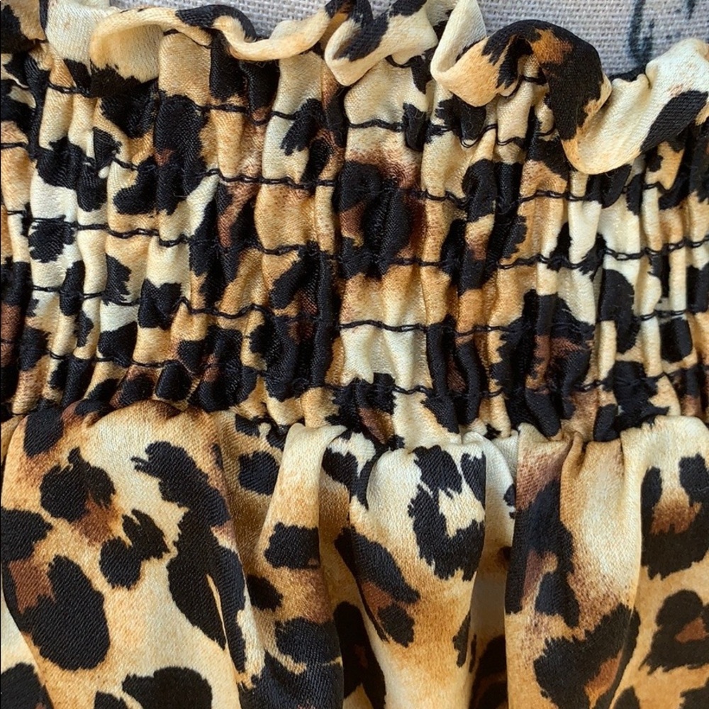 ❌DONATED❌Brown Black Leopard Cheetah Print Elastic Waistband Ruffle Skirt - Picture 5 of 8